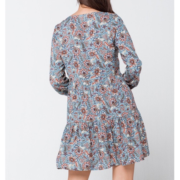 HP! NWT Sky and Sparrow Floral Henley Babydoll Dress - Picture 5 of 7